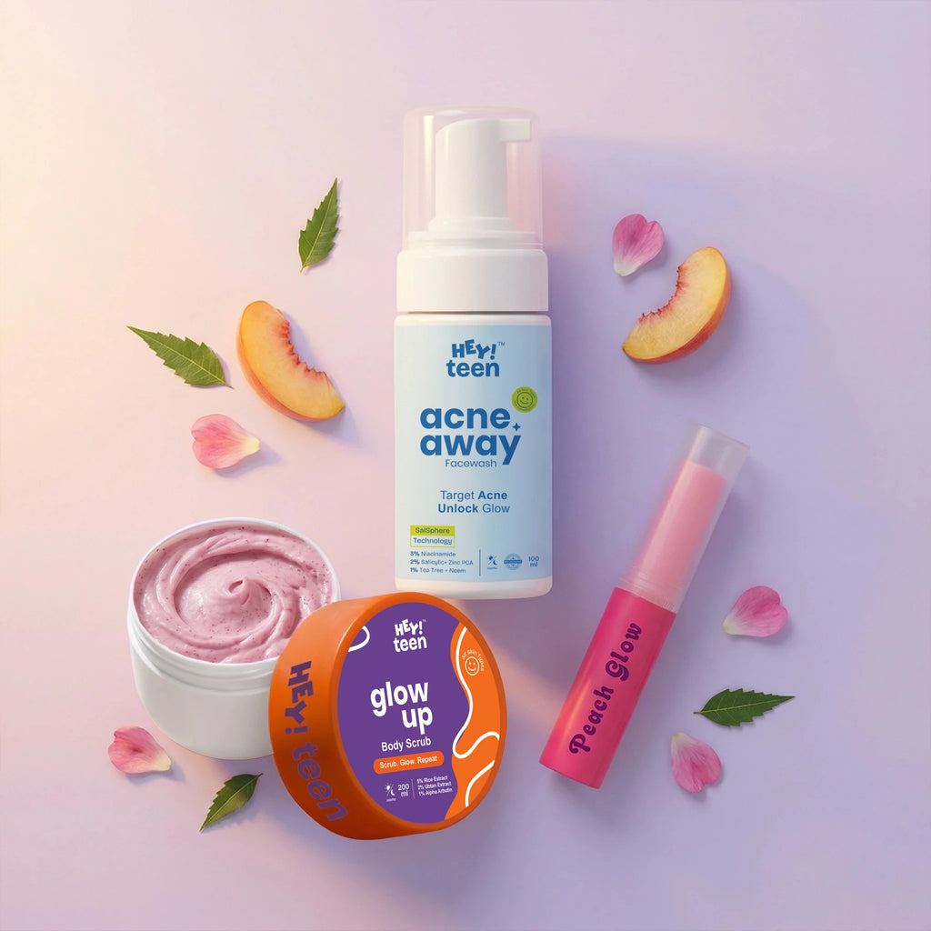 Clear Skin Combo (Acne Away Face Wash + Glow Up Whip Scrub + Peach Glow Tinted Lip Balm)