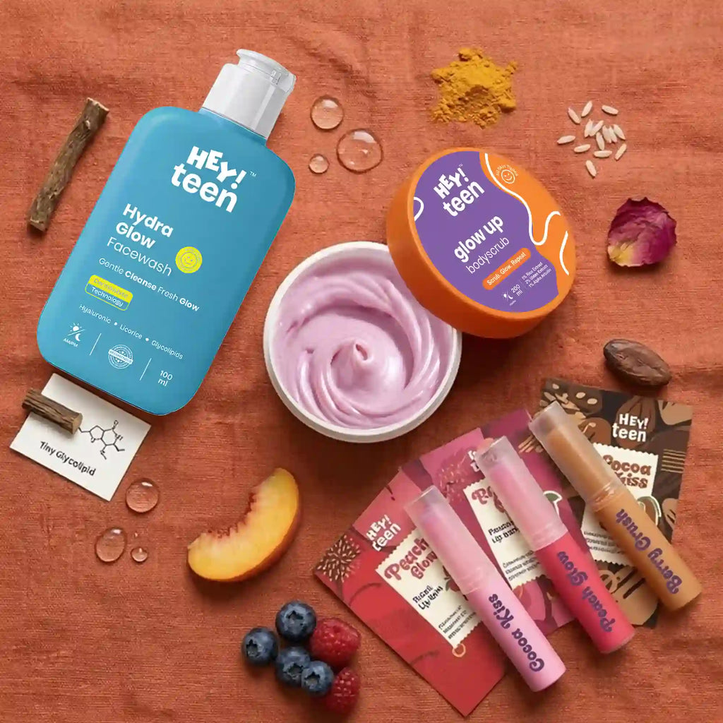 Summer Glow Combo (Hydra Glow Face Wash + Glow Up Whip Scrub + Peach Glow Tinted Lip Balm)