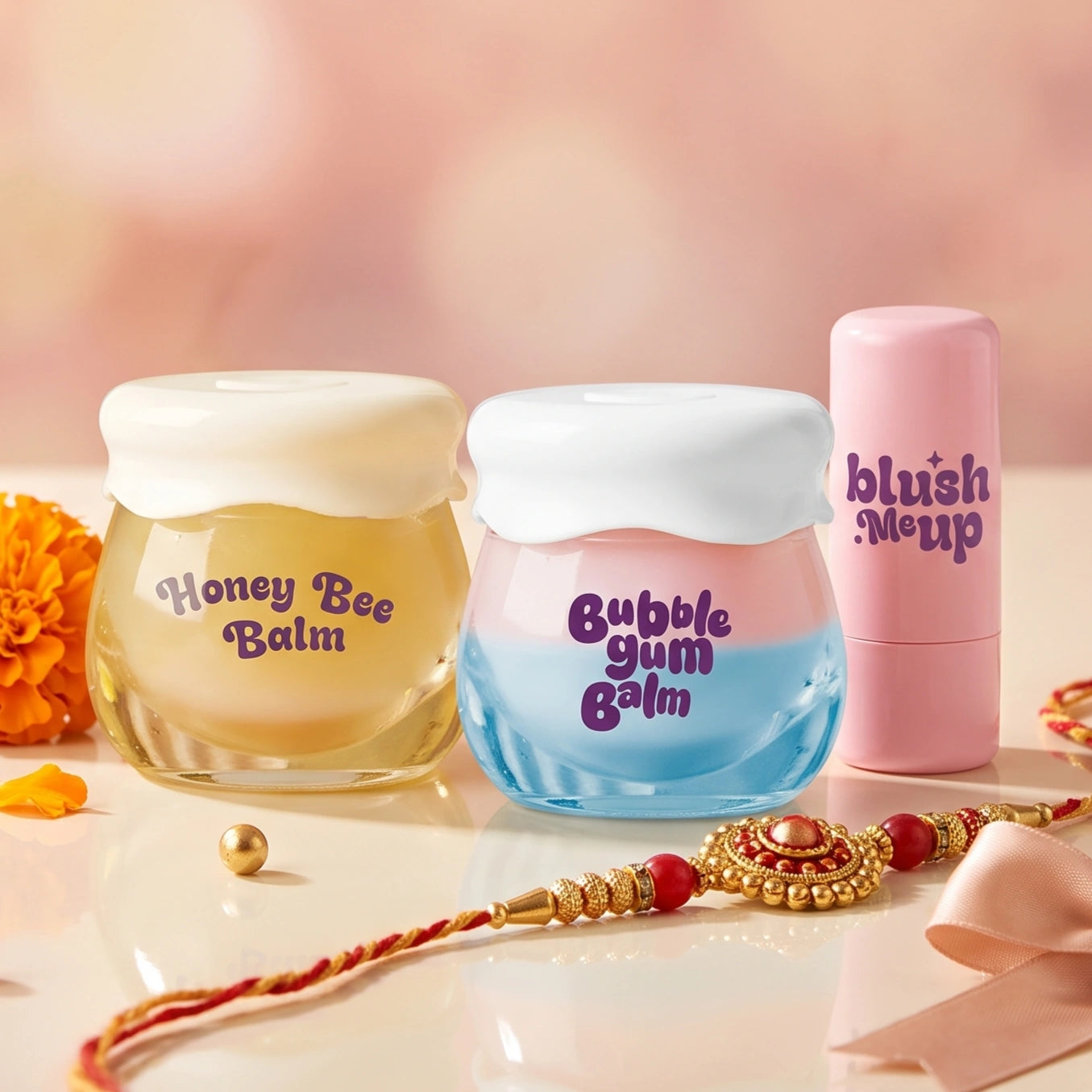 Rakhi Glow Gift Box (Honey Bee + Bubble Gum + Blush Me Up Tint)