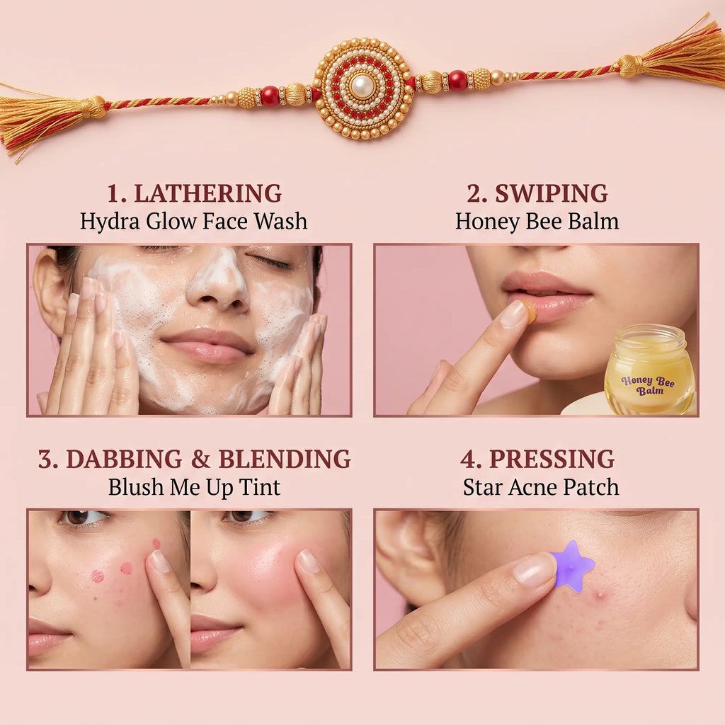 Rakhi Deluxe Gift Box (Hydra Glow Face Wash + Honey Bee Balm + Blush Me Up Tint + Star Patch)
