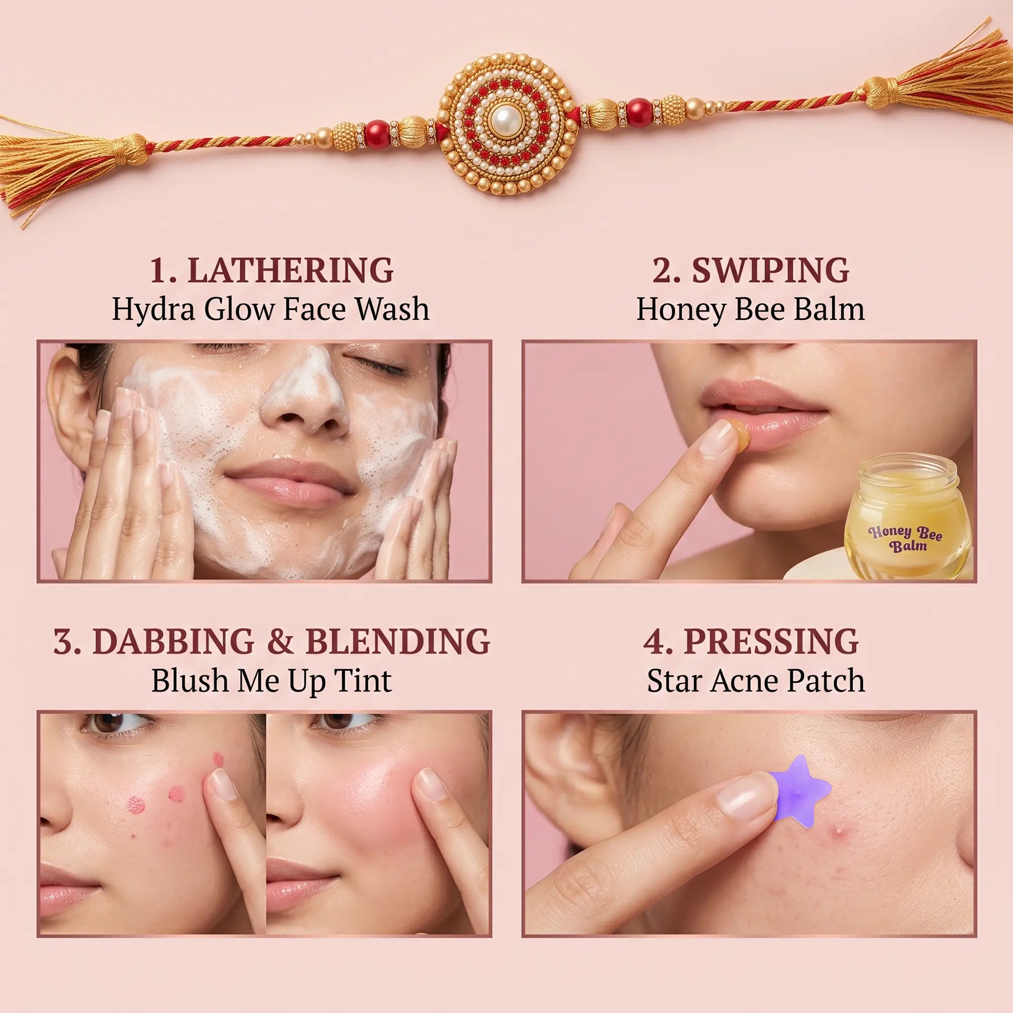 Rakhi Deluxe Gift Box (Hydra Glow Face Wash + Honey Bee Balm + Blush Me Up Tint + Star Patch)