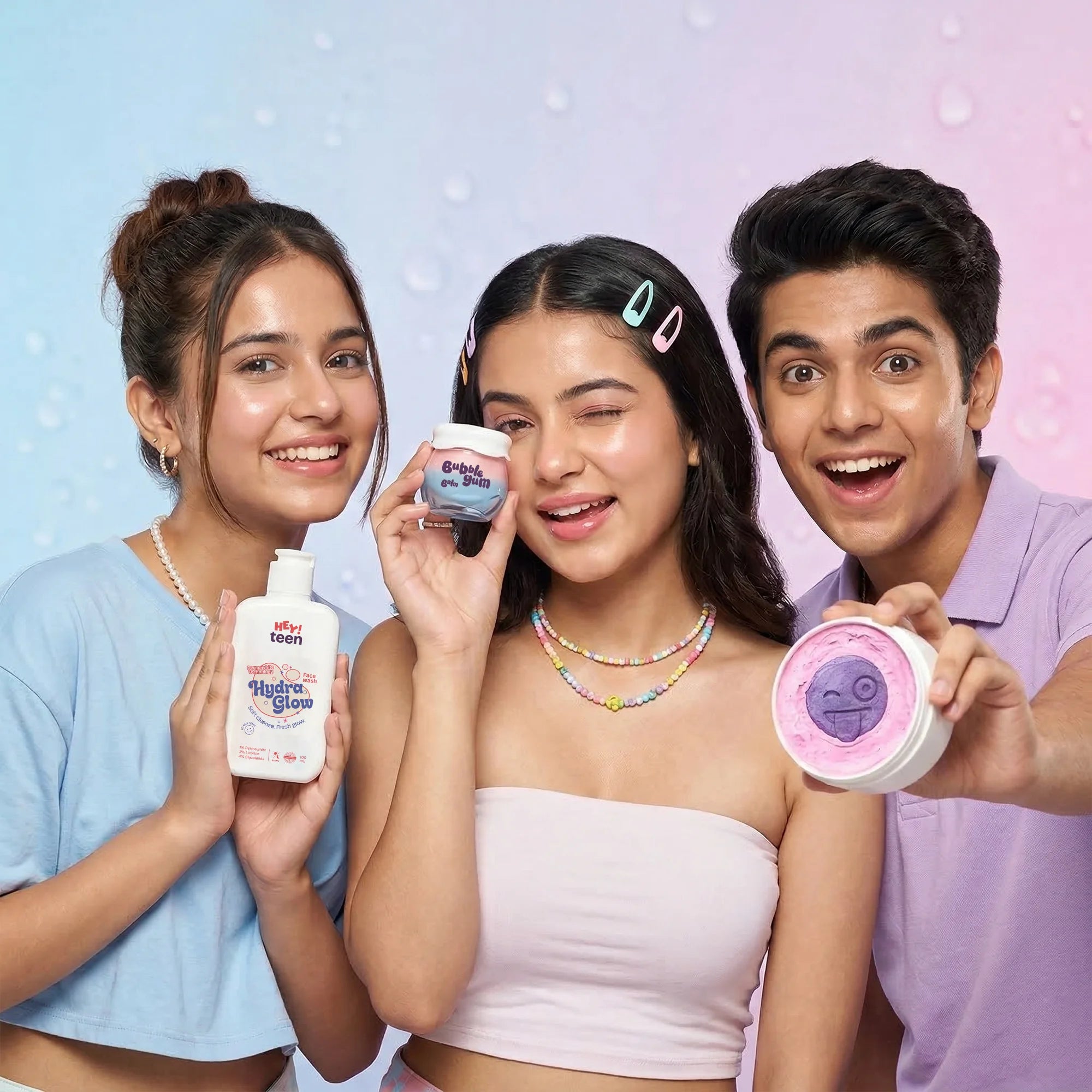 The Glow Trio ( Hydra Glow Face Wash + Glow Up Whip Scrub + Bubblegum Balm )