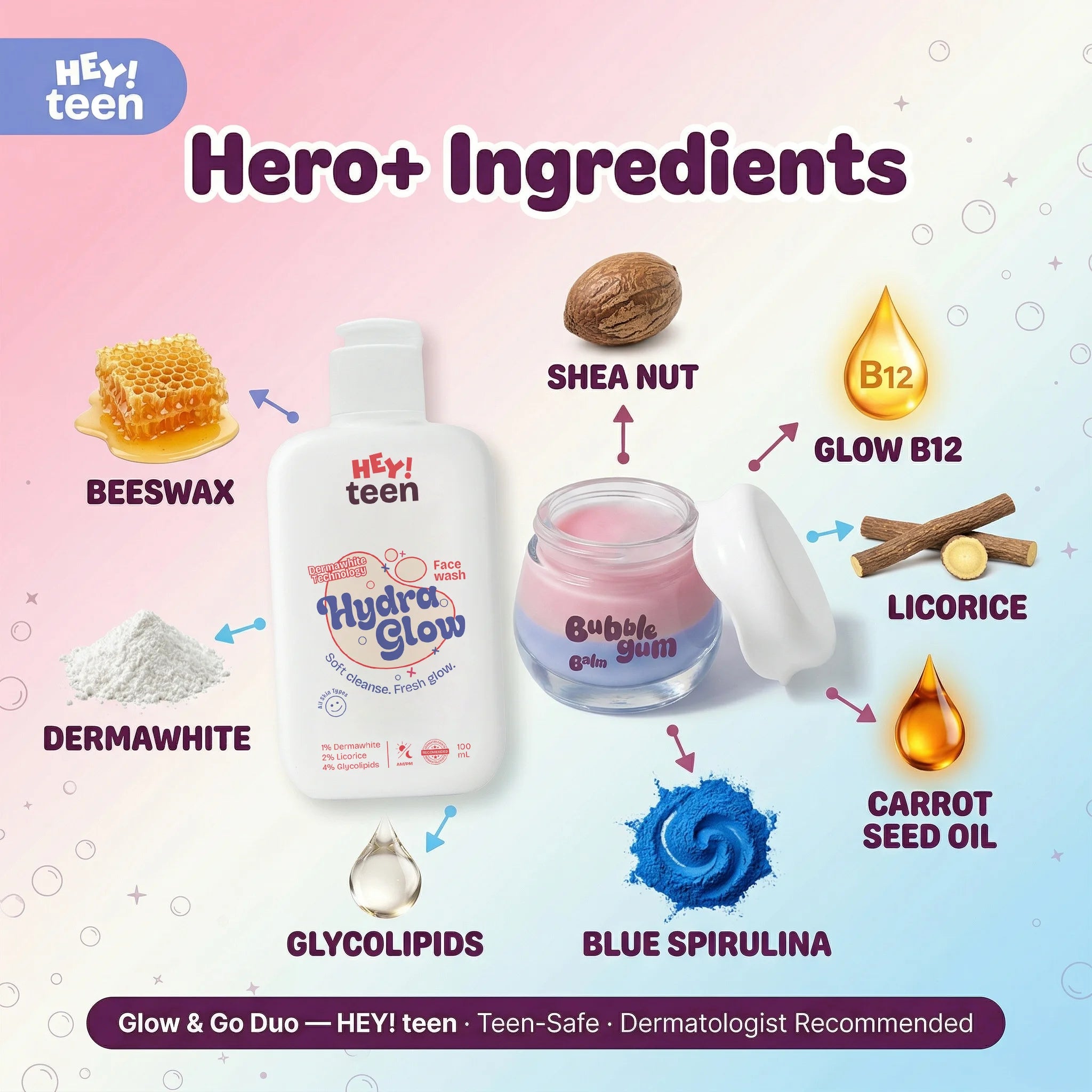 Glow & Go Duo (Hydra Glow Face Wash + Bubblegum Balm)