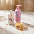 HEY! teen Glow Starter Kit 3 product flatlay natural ingredients teen skincare routine India