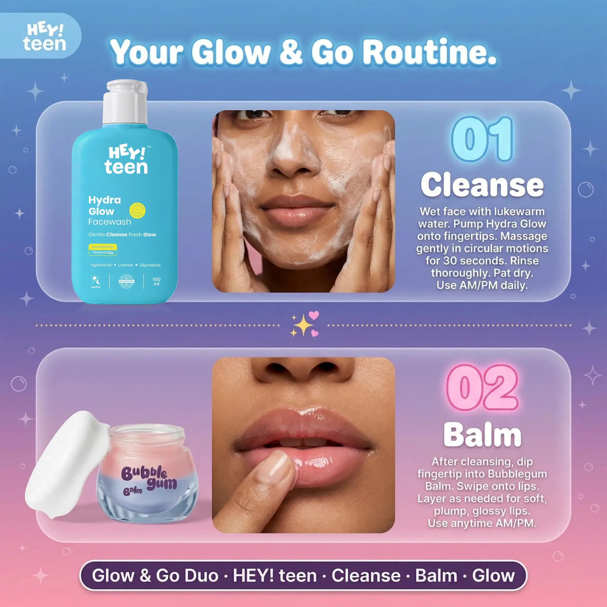 Glow & Go Duo (Hydra Glow Face Wash + Bubblegum Balm)