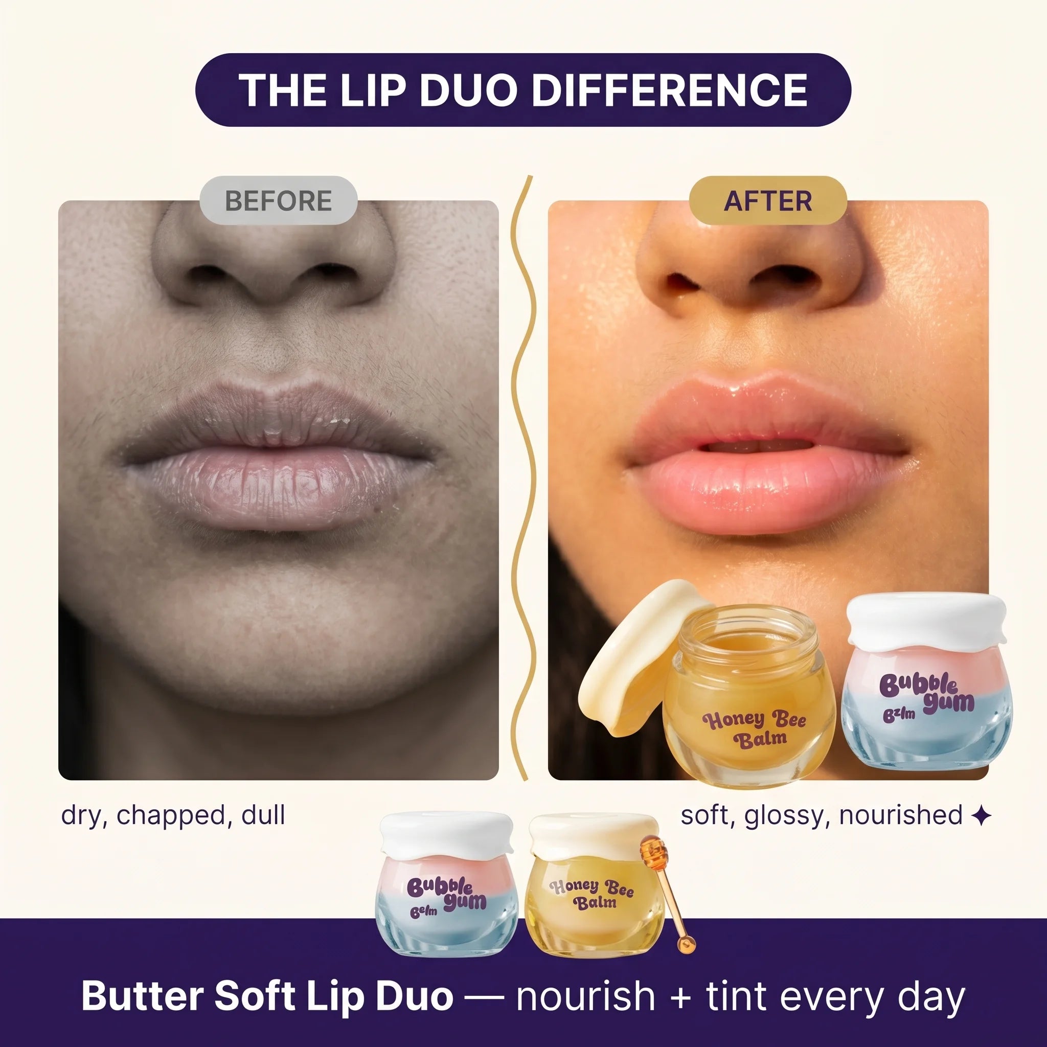 Butter Soft Lip Duo (Bubblegum Bee Balm + Honey Bee Lip Balm)