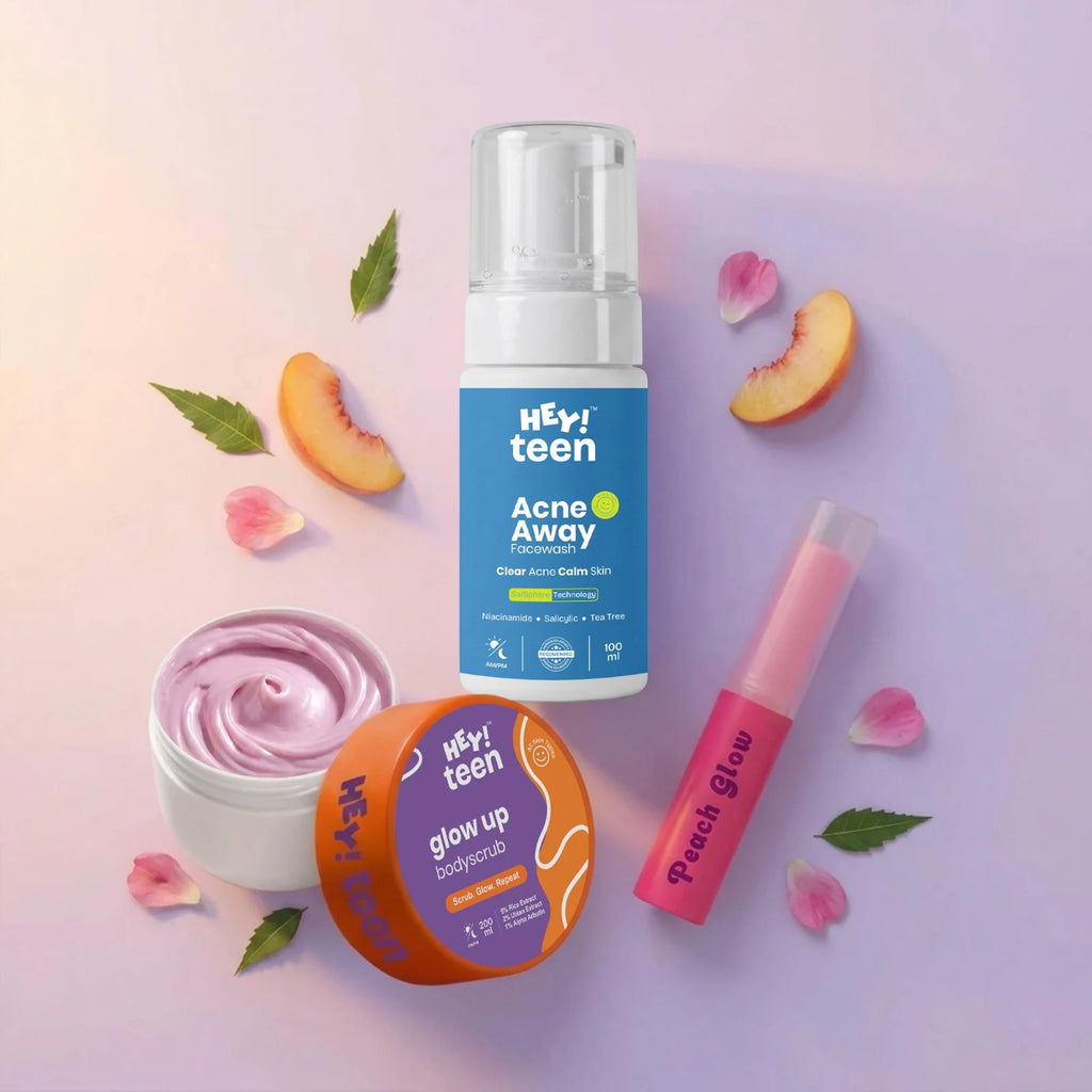 Clear Skin Combo (Acne Away Face Wash + Glow Up Whip Scrub + Peach Glow Tinted Lip Balm)