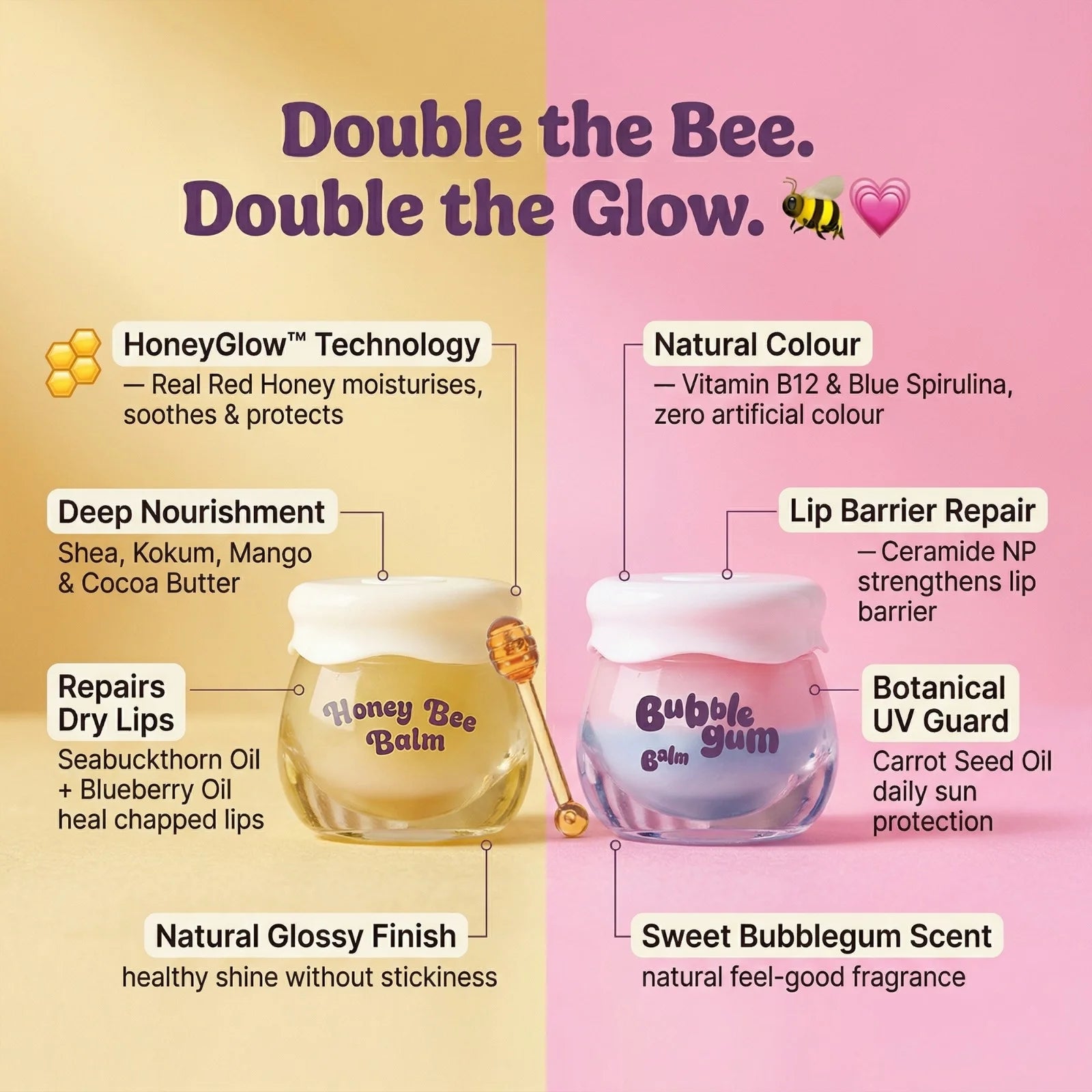 Butter Soft Lip Duo (Bubblegum Bee Balm + Honey Bee Lip Balm)