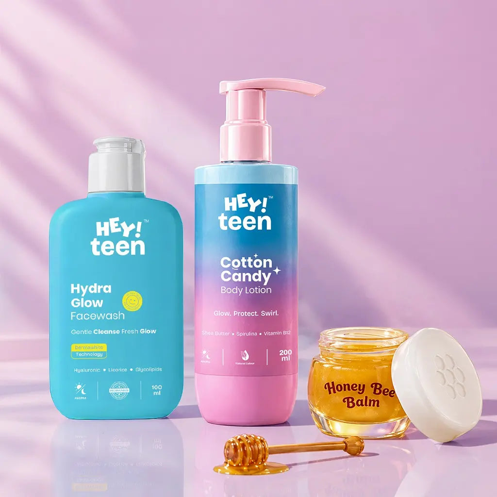 Glow Starter Kit – Face Wash, Body Lotion & Lip Balm for Teens | HEY TEEN